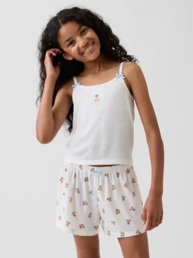 Camiseta sin mangas de pijama de punto acanalado reciclado para niños