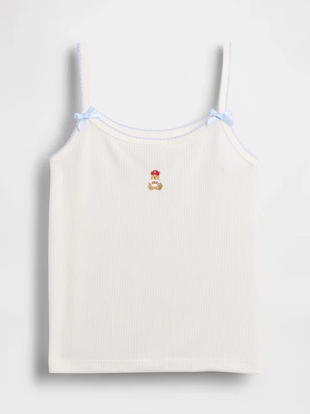 Camiseta sin mangas de pijama de punto acanalado reciclado para niños