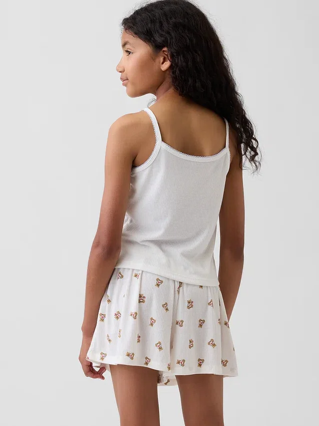 Camiseta sin mangas de pijama de punto acanalado reciclado para niños
