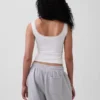 Camiseta sin mangas de pijama tipo Henley con encaje de canalé fino