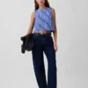 Camiseta sin mangas de popelín con cuello de barco