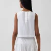 Camiseta sin mangas de popelín con cuello de barco