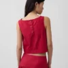 Camiseta sin mangas de popelín con cuello de barco