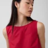 Camiseta sin mangas de popelín con cuello de barco