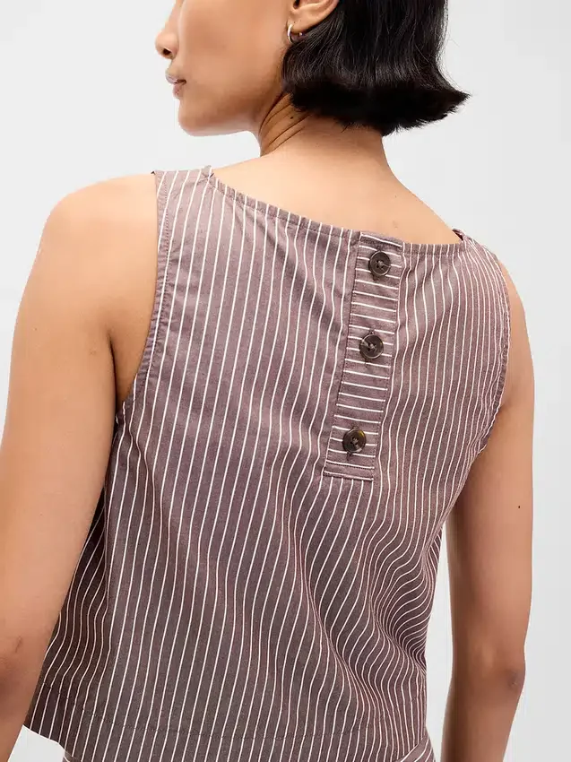 Camiseta sin mangas de popelín con cuello de barco