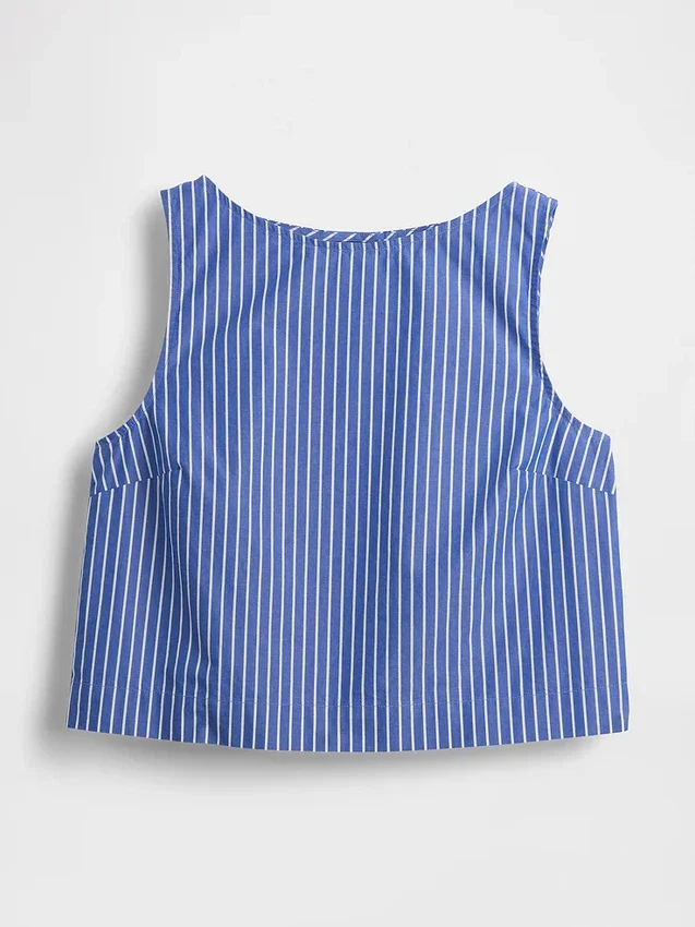 Camiseta sin mangas de popelín con cuello de barco