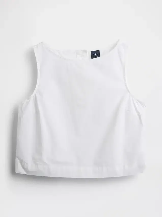 Camiseta sin mangas de popelín con cuello de barco