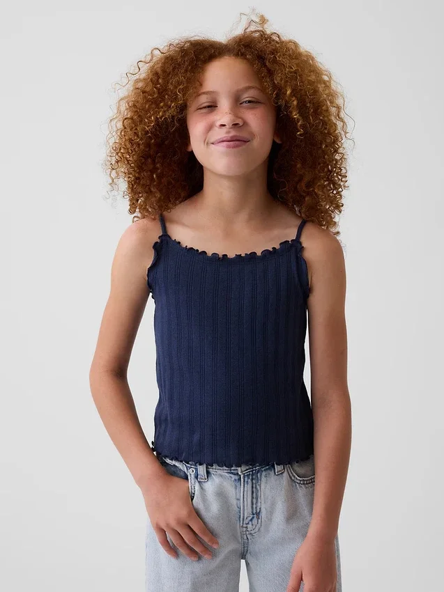 Camiseta sin mangas de punto acanalado con efecto calado para niños