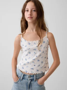 Camiseta sin mangas de punto acanalado con efecto calado para niños