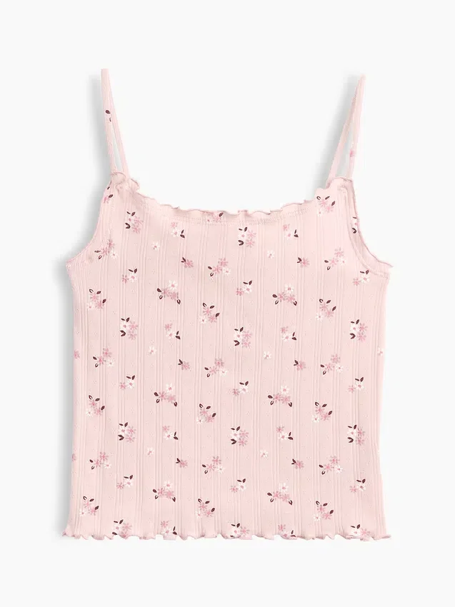 Camiseta sin mangas de punto acanalado con efecto calado para niños