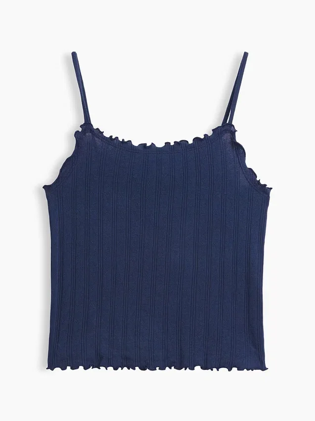 Camiseta sin mangas de punto acanalado con efecto calado para niños
