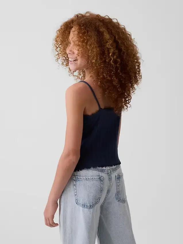 Camiseta sin mangas de punto acanalado con efecto calado para niños