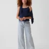 Camiseta sin mangas de punto acanalado con efecto calado para niños