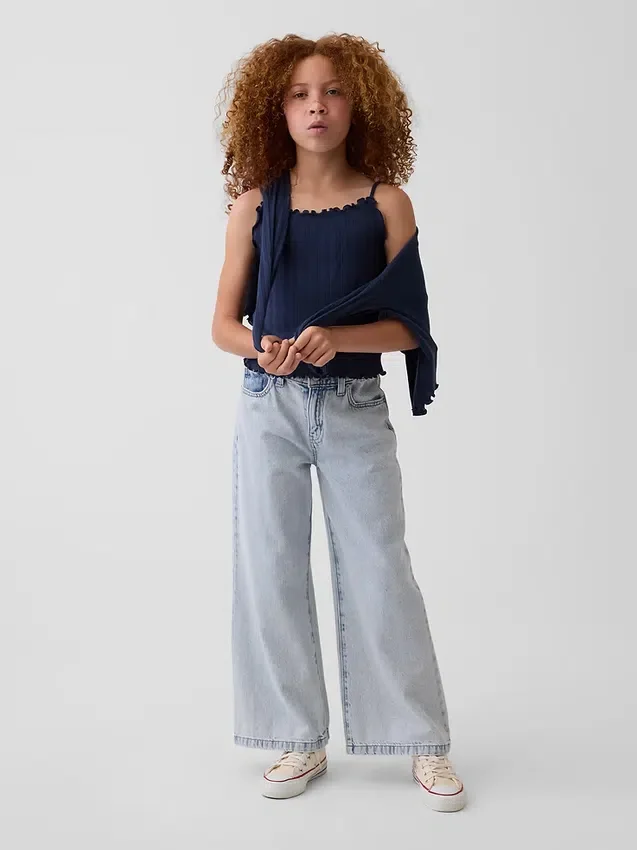Camiseta sin mangas de punto acanalado con efecto calado para niños