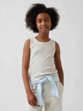 Camiseta sin mangas de punto acanalado para niños