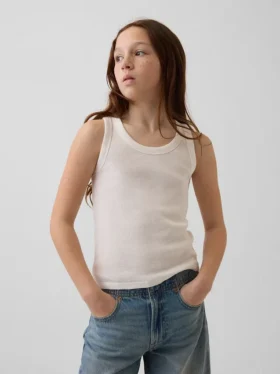 Camiseta sin mangas de punto acanalado para niños