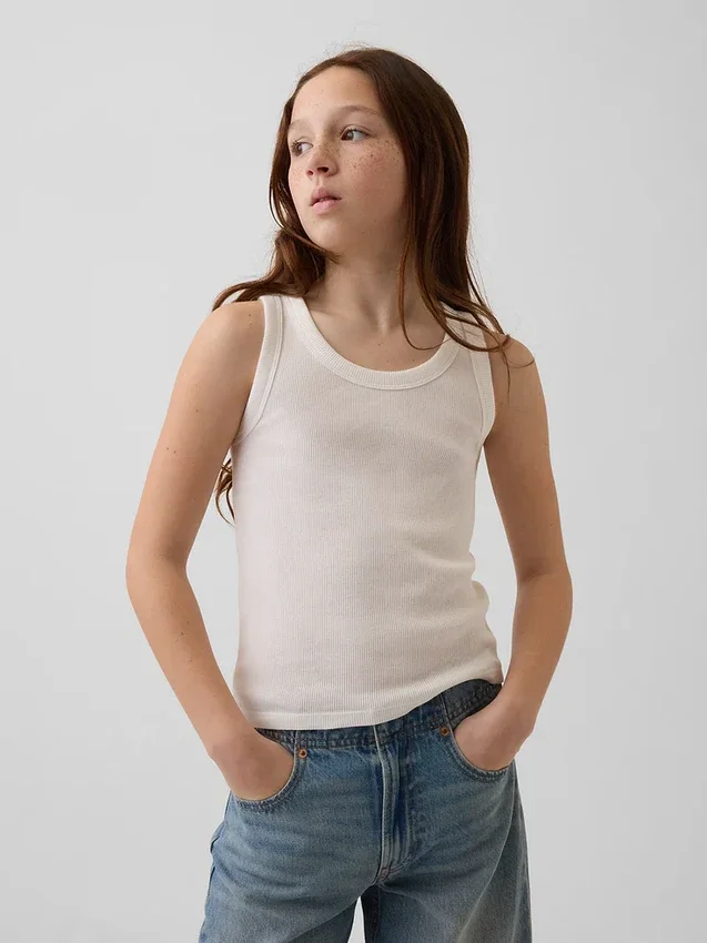 Camiseta sin mangas de punto acanalado para niños