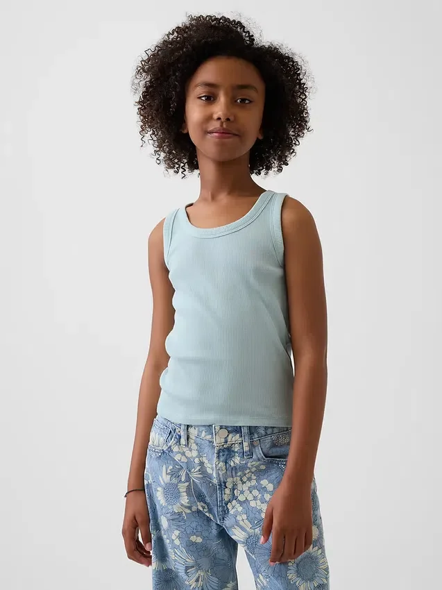 Camiseta sin mangas de punto acanalado para niños
