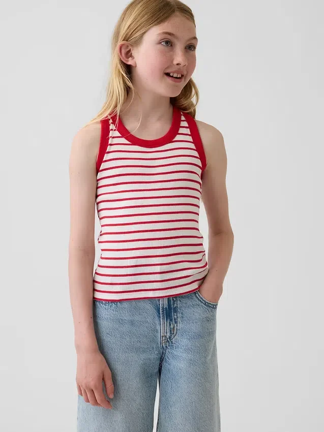 Camiseta sin mangas de punto acanalado para niños
