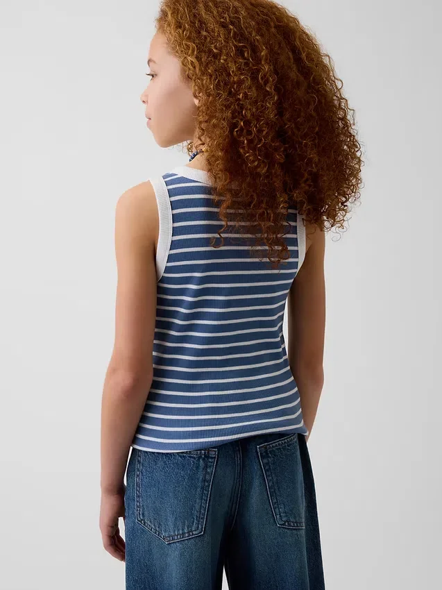Camiseta sin mangas de punto acanalado para niños