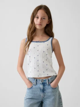 Camiseta sin mangas de punto calado para niños