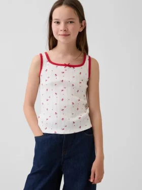Camiseta sin mangas de punto calado para niños