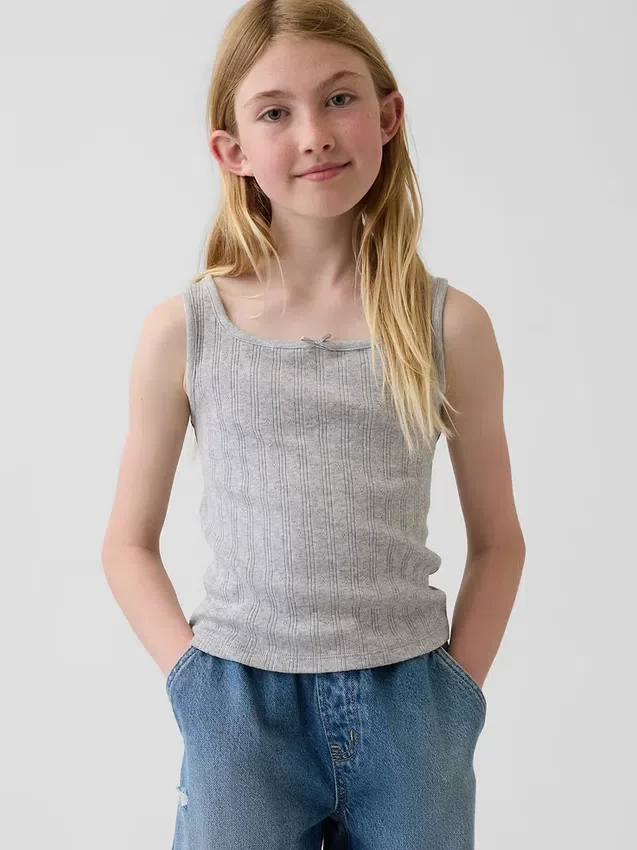 Camiseta sin mangas de punto calado para niños