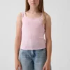 Camiseta sin mangas de punto calado para niños