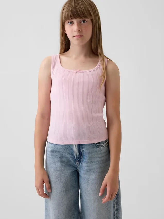 Camiseta sin mangas de punto calado para niños