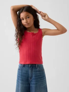 Camiseta sin mangas de punto calado para niños