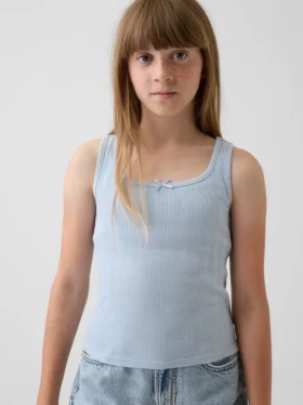 Camiseta sin mangas de punto calado para niños