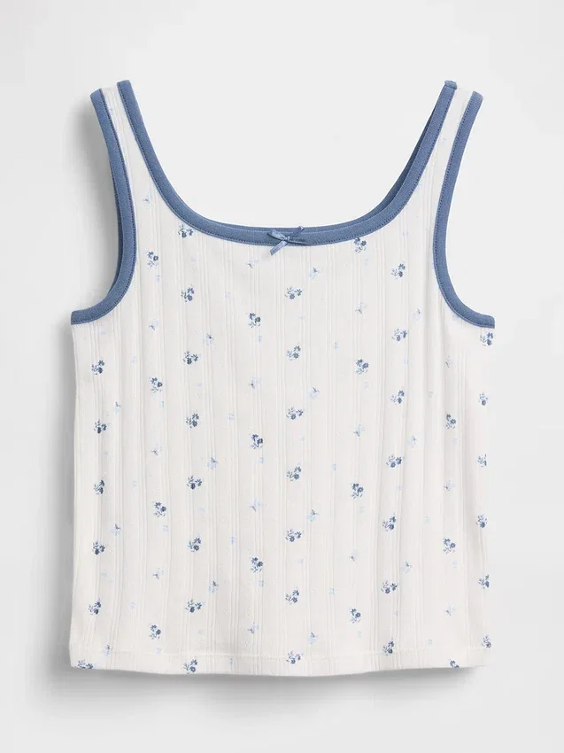 Camiseta sin mangas de punto calado para niños