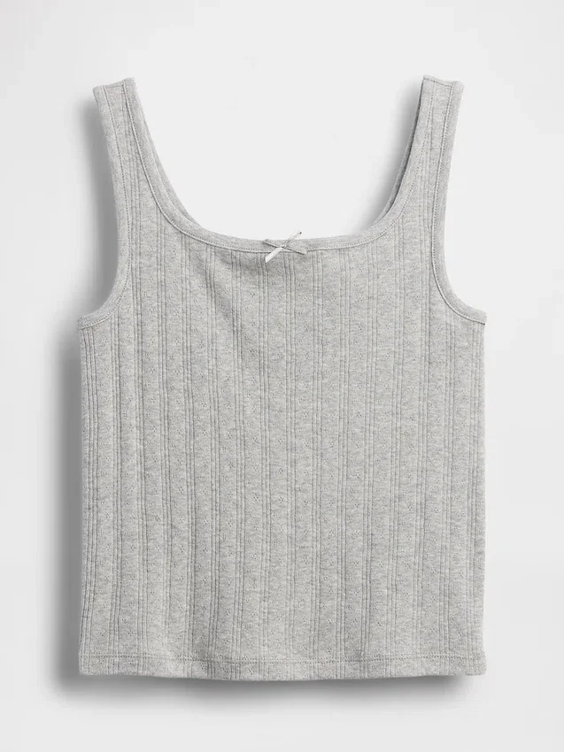 Camiseta sin mangas de punto calado para niños