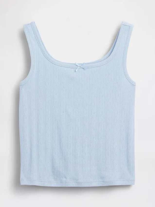 Camiseta sin mangas de punto calado para niños