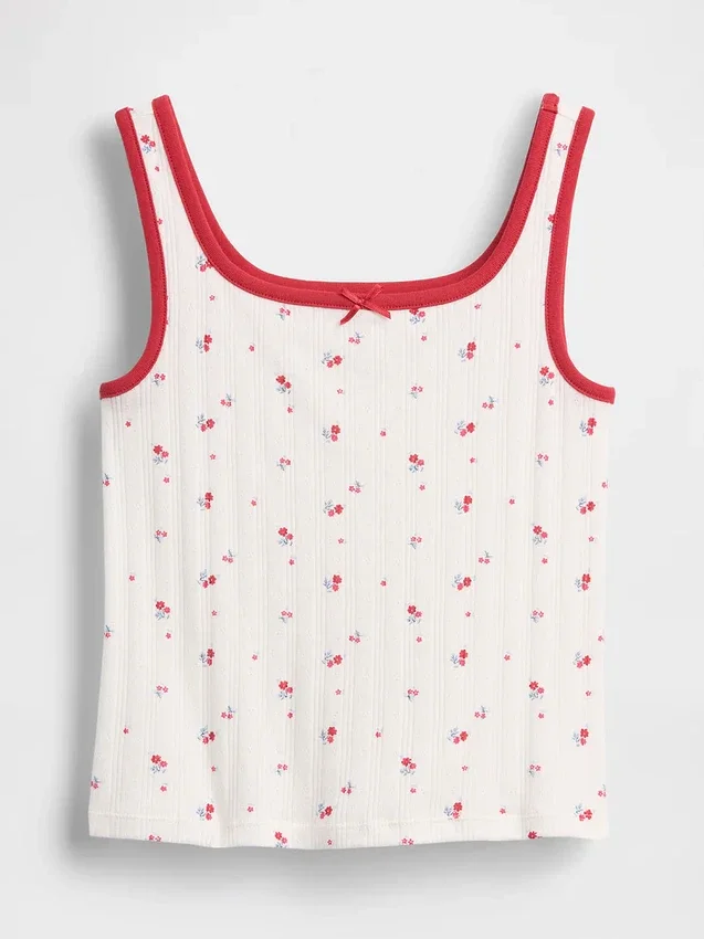 Camiseta sin mangas de punto calado para niños