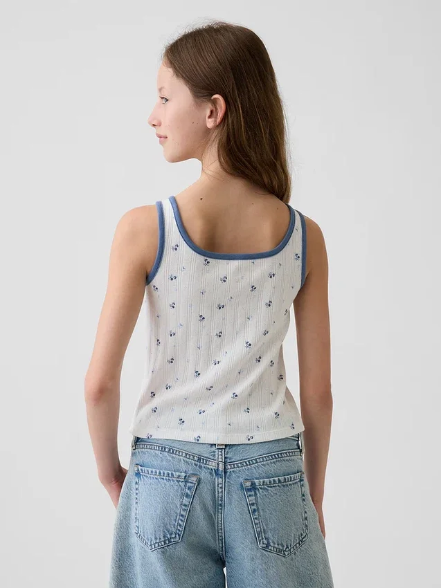 Camiseta sin mangas de punto calado para niños