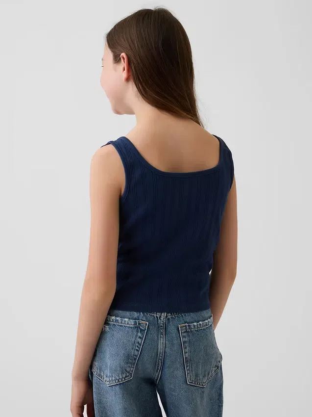 Camiseta sin mangas de punto calado para niños