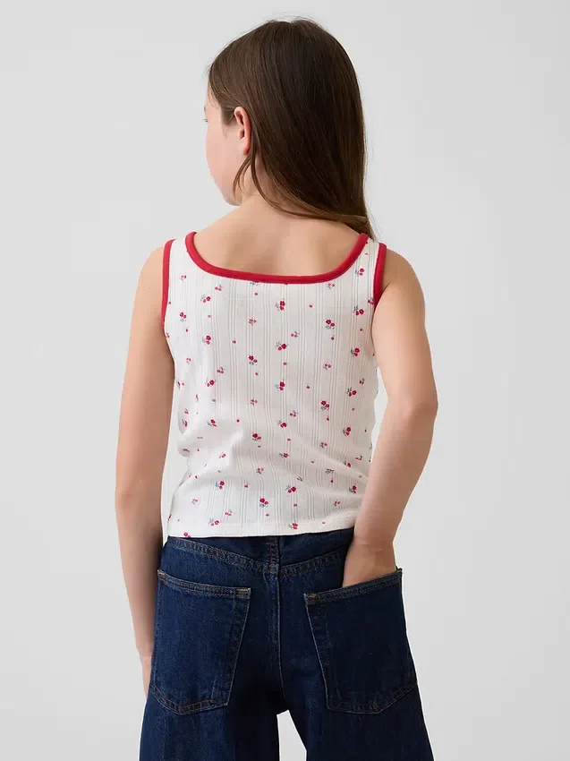 Camiseta sin mangas de punto calado para niños