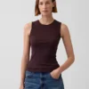 Camiseta sin mangas de punto pointelle