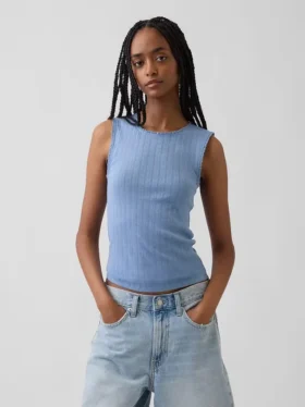Camiseta sin mangas de punto pointelle
