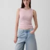 Camiseta sin mangas de punto pointelle