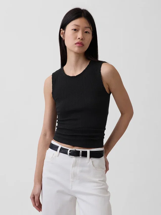 Camiseta sin mangas de punto pointelle