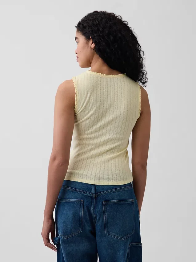 Camiseta sin mangas de punto pointelle