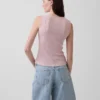 Camiseta sin mangas de punto pointelle