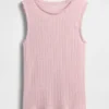 Camiseta sin mangas de punto pointelle