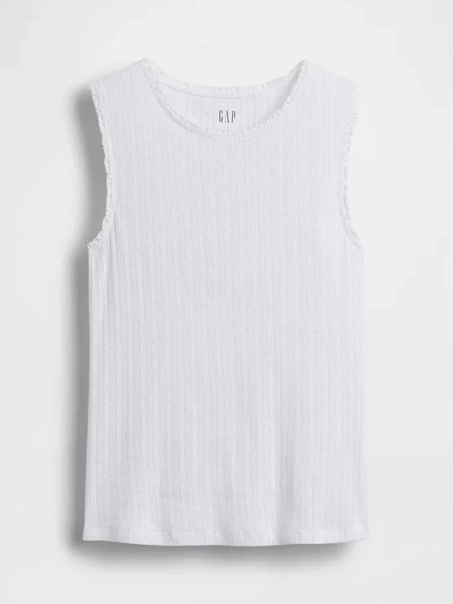 Camiseta sin mangas de punto pointelle