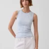 Camiseta sin mangas de punto pointelle a cuadros