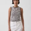 Camiseta sin mangas de punto pointelle a cuadros