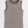 Camiseta sin mangas de punto pointelle a cuadros