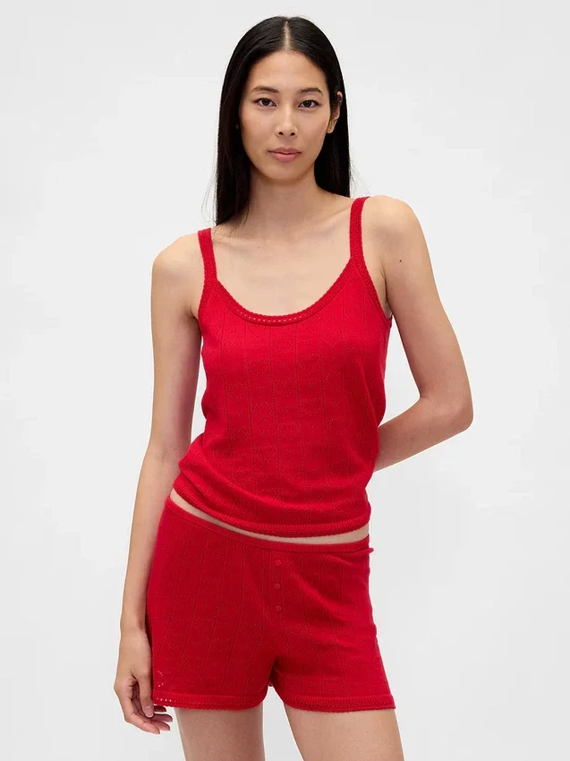 Camiseta sin mangas ligera de pijama con diseño de corazones en punto Pointelle CashSoft